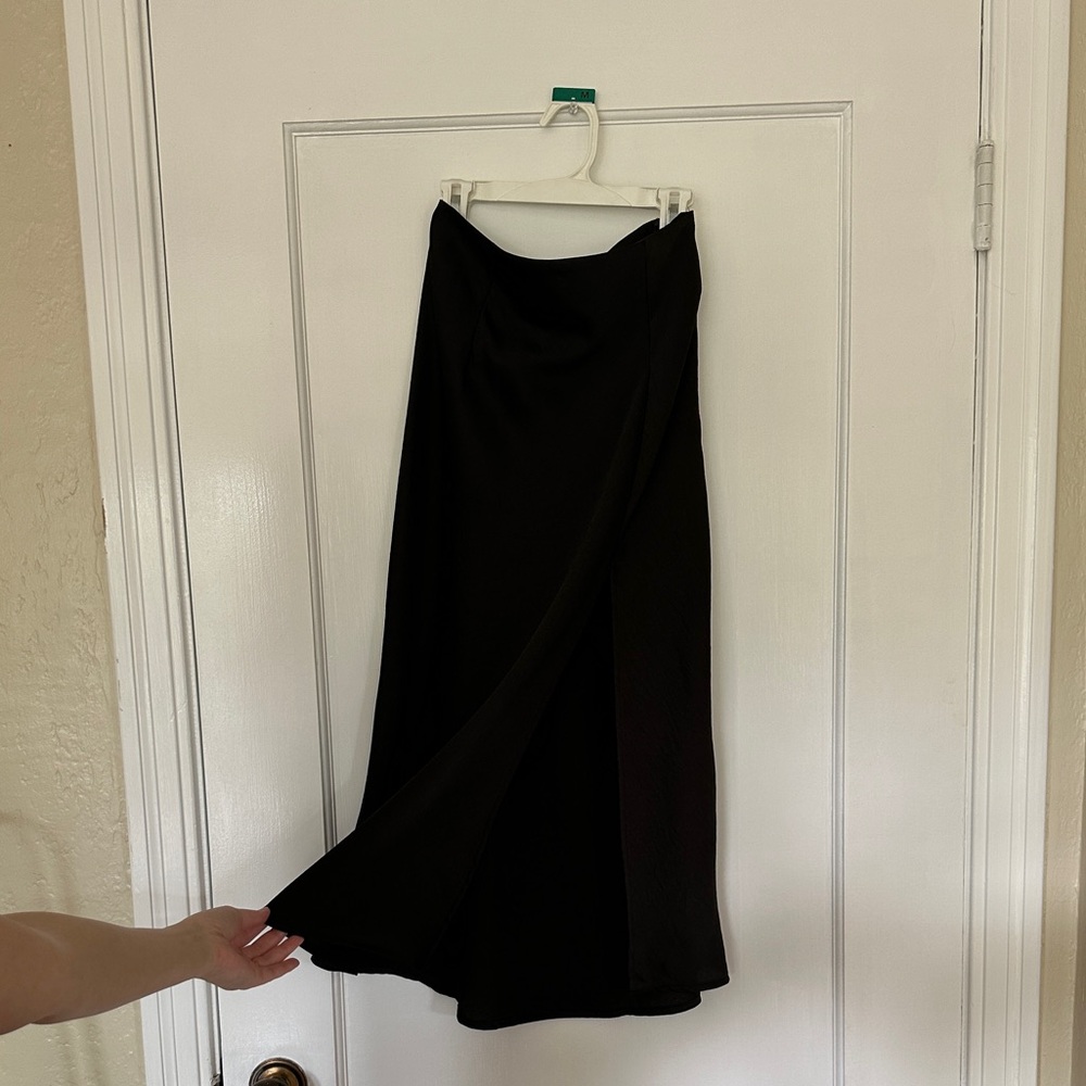 Cotton Candy Black Midi Skirt w Slit